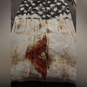 American Flag Lightweight Scarf, Shawl, Bed end Patriotic Decorative 70x34 Women